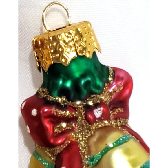 Set of 5 MINI GLASS CHRISTMAS ORNAMENTS clock stockings bells holly berry 1.75"h - Picture 5 of 16